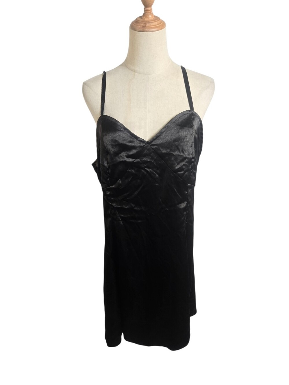 Social Collision Hot Topic Black Satin Slip Mini Dress